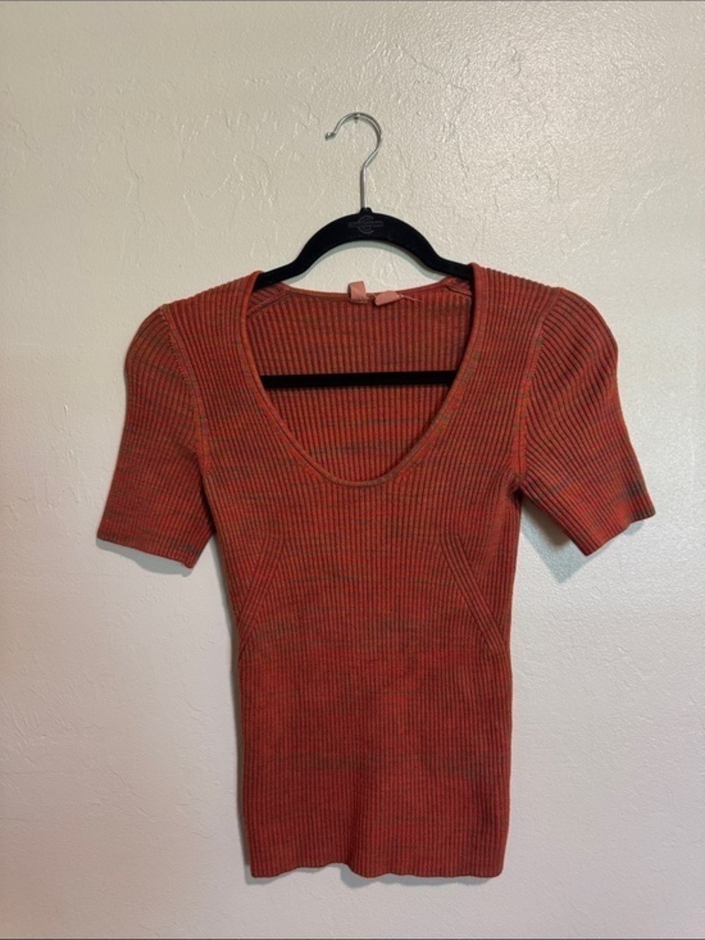 Anthropologie MOTH Rust Ribbed Sweater Knit Top M